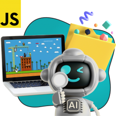 Язык программирования JavaScript + AI. Проектное обучение + геймификация + AI-помощники - КИБЕРшкола программирования для детей, компьютерные курсы для школьников, начинающих и подростков - KIBERone г. Истра